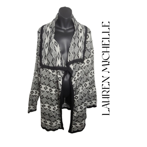 LAUREN MICHELLE AZTEC PRINT OPEN FRONT CARDIGAN - Picture 2 of 4